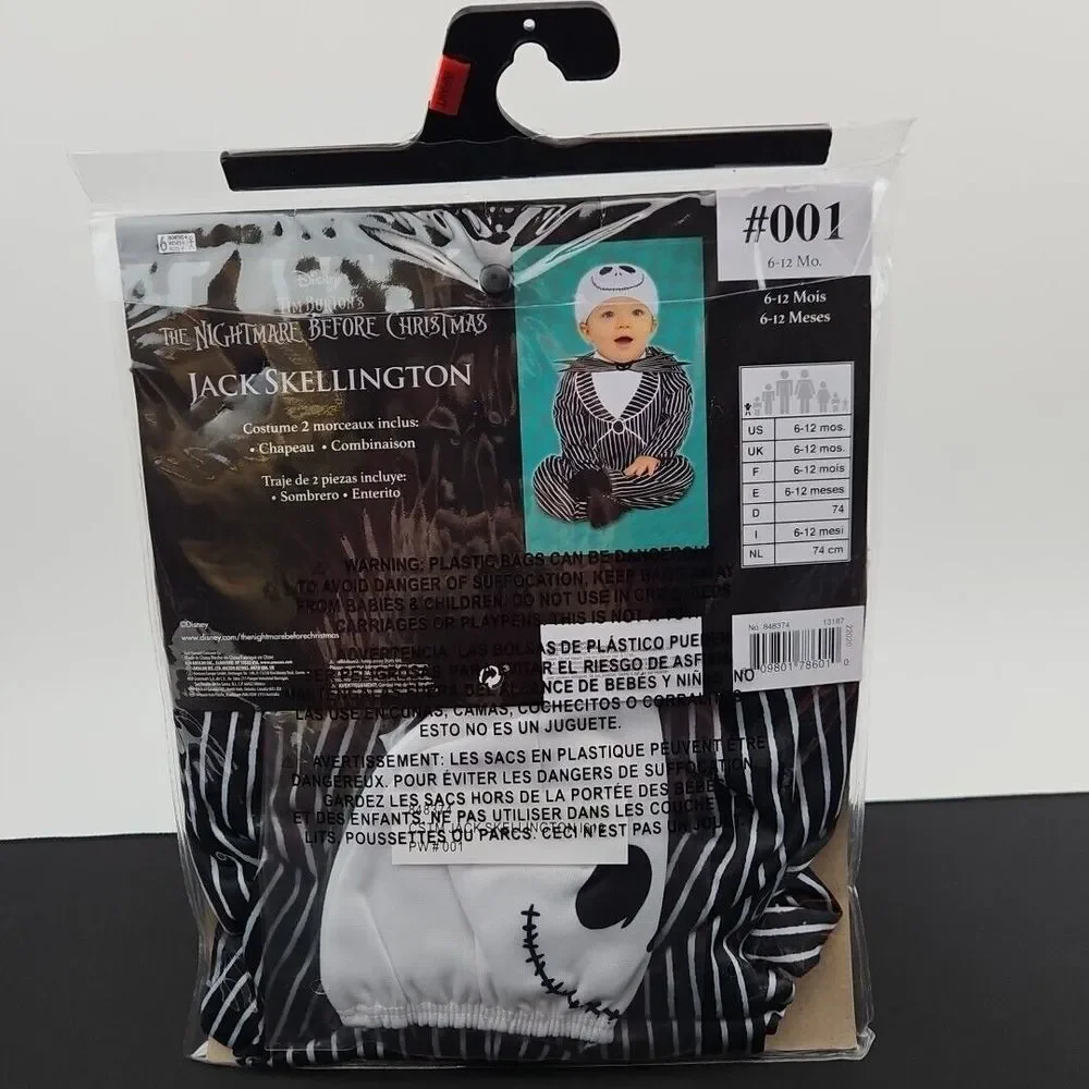 Nightmare Before Christmas Infant Jack Skellington Costume Jumpsuit New - Picture 3 of 4